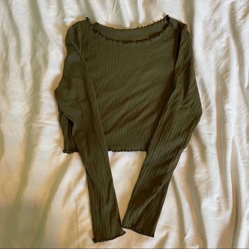 Shein, cropped long sleeve, dark green, medium